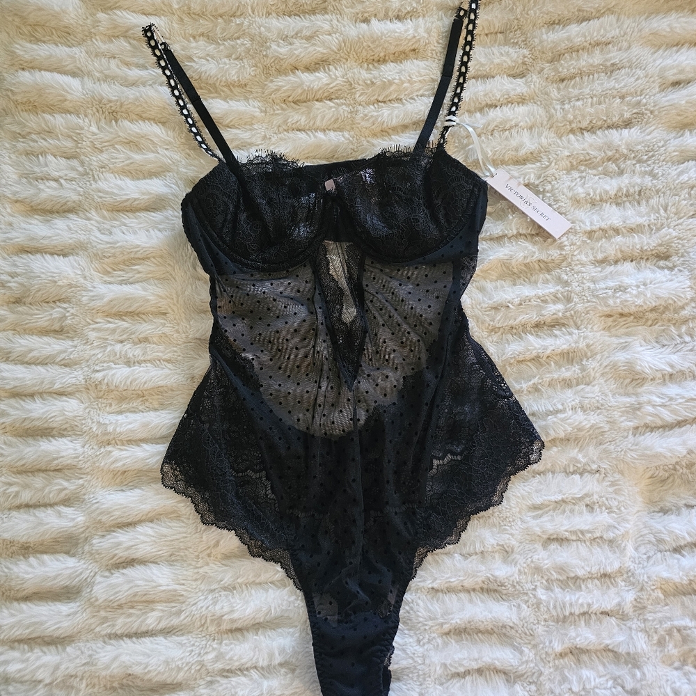 Victoria's Secret Black Lace Teddy Small
